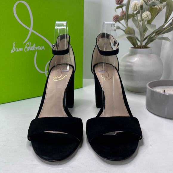 Sam Edelman Robyn Leather Ankle Strap Heel Black I3433L3002 Women 10M Tried On - Picture 4 of 11